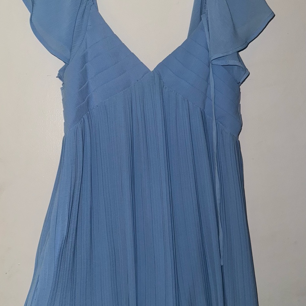 Lulu's Blue Flutter Sleeve Mini Dress